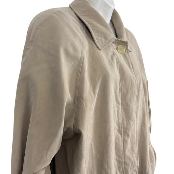 Talbots Womens Beige Tench Coat Jacket Lined Mid Length Casual Classic sz 8 - Picture 4 of 16